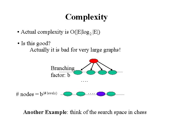 Complexity • Actual complexity is O(|E|log 2 |E|) • Is this good? Actually it