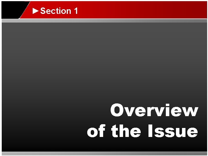 ►Section 1 Overview of the Issue 