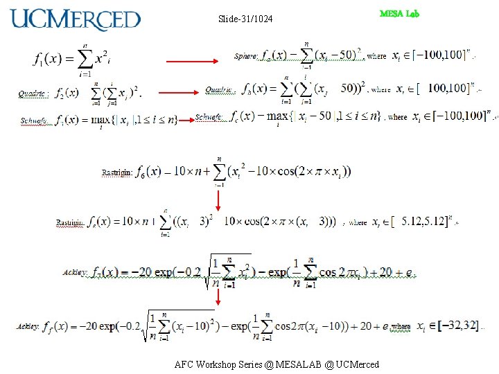 Slide-31/1024 AFC Workshop Series @ MESALAB @ UCMerced MESA Lab 