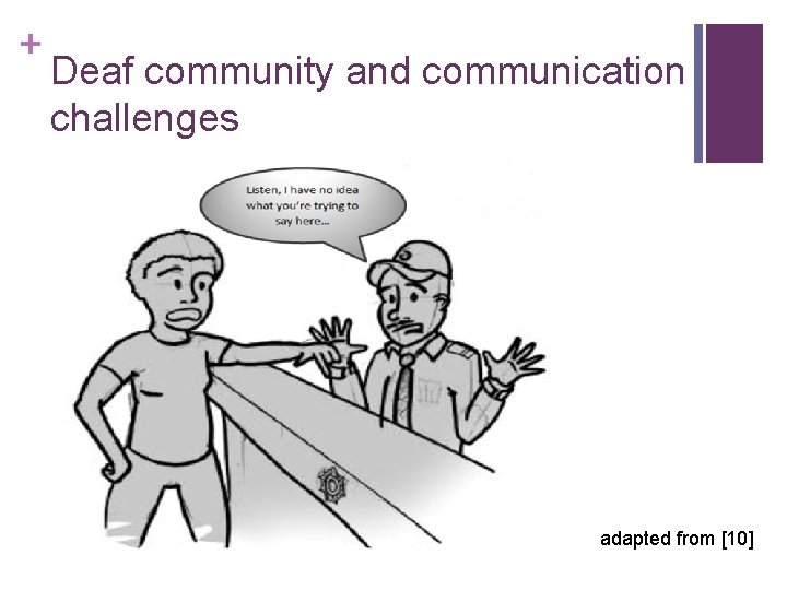 + Deaf community and communication challenges adapted from [10] 