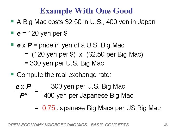Example With One Good § A Big Mac costs $2. 50 in U. S. Example With One Good § A Big Mac costs $2. 50 in U. S.