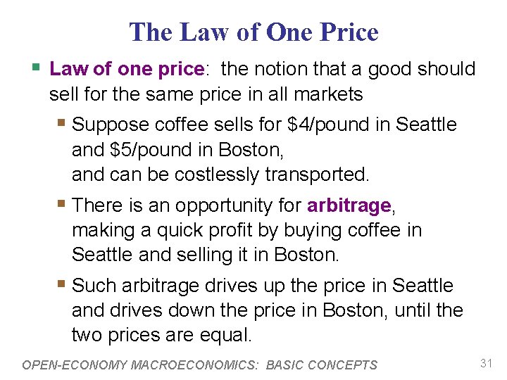 The Law of One Price § Law of one price: the notion that a The Law of One Price § Law of one price: the notion that a