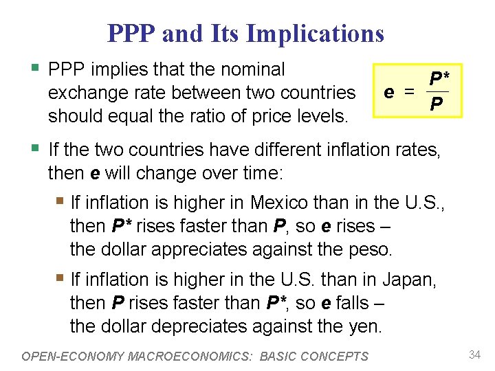 PPP and Its Implications § PPP implies that the nominal exchange rate between two