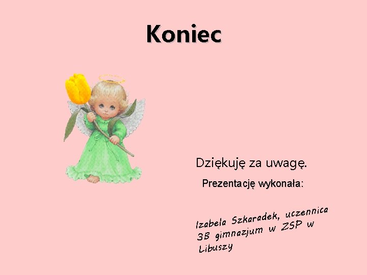 Koniec Dziękuję za uwagę. Prezentację wykonała: nnica e z c u , k e