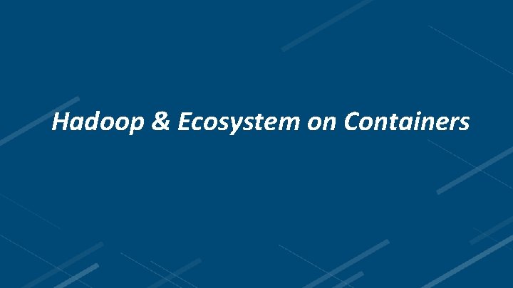 Hadoop & Ecosystem on Containers 