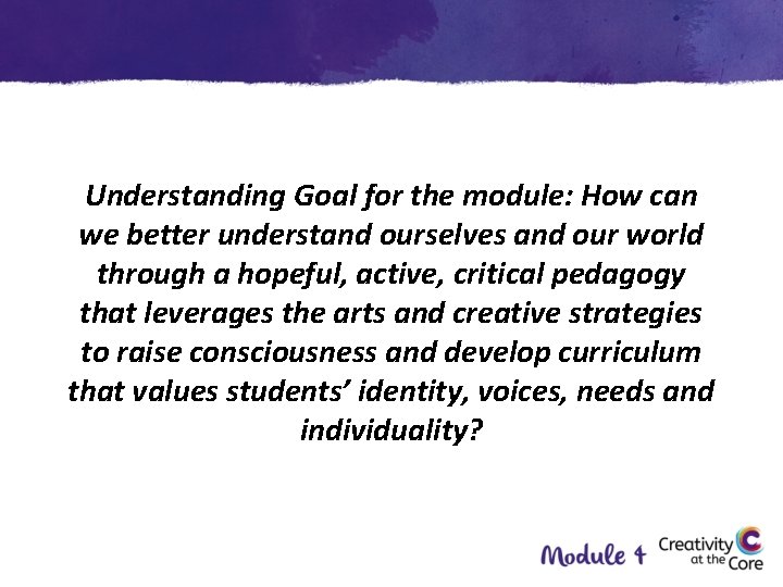 Understanding Goal for the module: How can we better understand ourselves and our world