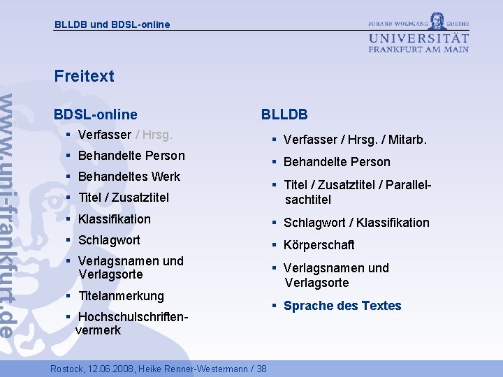 BLLDB und BDSL-online Freitext BDSL-online BLLDB § Verfasser / Hrsg. § Behandelte Person §