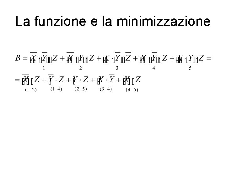 La funzione e la minimizzazione 