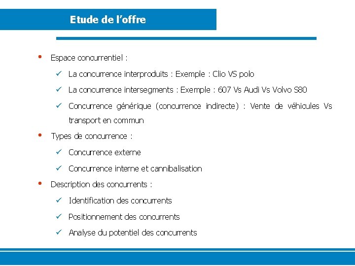 Etude de l’offre • Espace concurrentiel : ü La concurrence interproduits : Exemple :