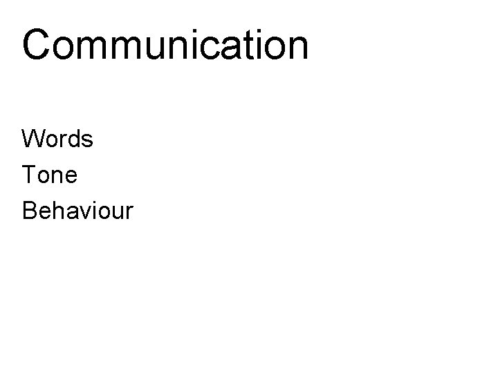 Communication Words Tone Behaviour 