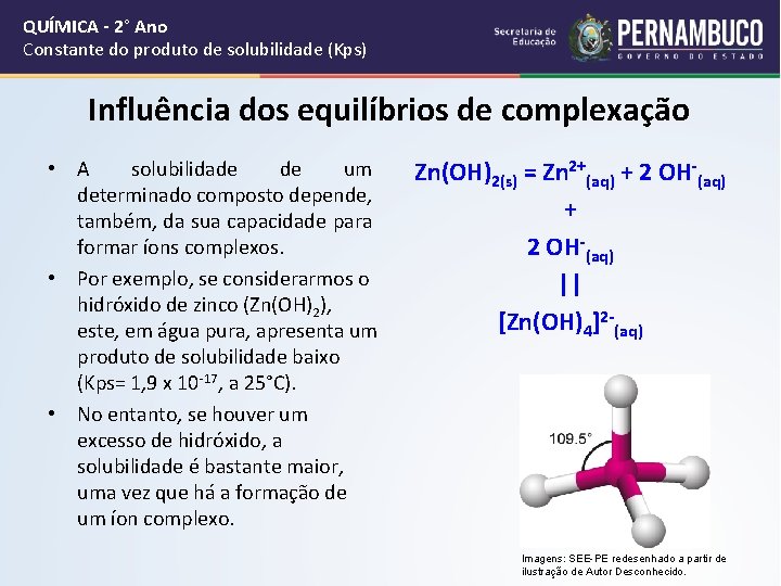 QUÍMICA - 2° Ano Constante do produto de solubilidade (Kps) Influência dos equilíbrios de
