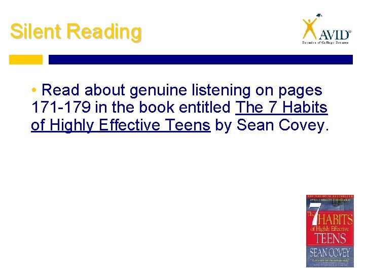 Silent Reading • Read about genuine listening on pages 171 -179 in the book