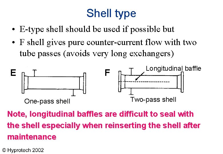 Shell type • E-type shell should be used if possible but • F shell