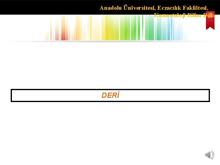 Anadolu Üniversitesi, Eczacılık Fakültesi, Kozmetoloji Bilim Dalı DERİ 