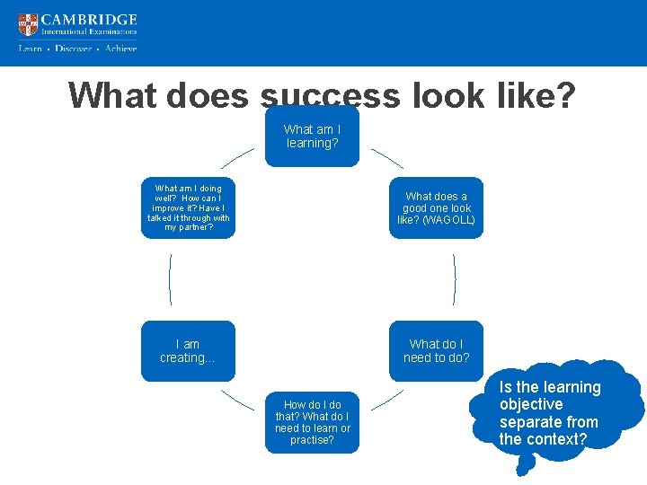 What does success look like? What am I learning? What am I doing well?