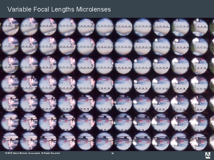 Variable Focal Lengths Microlenses © 2010 Adobe Systems Incorporated. All Rights Reserved. 19 