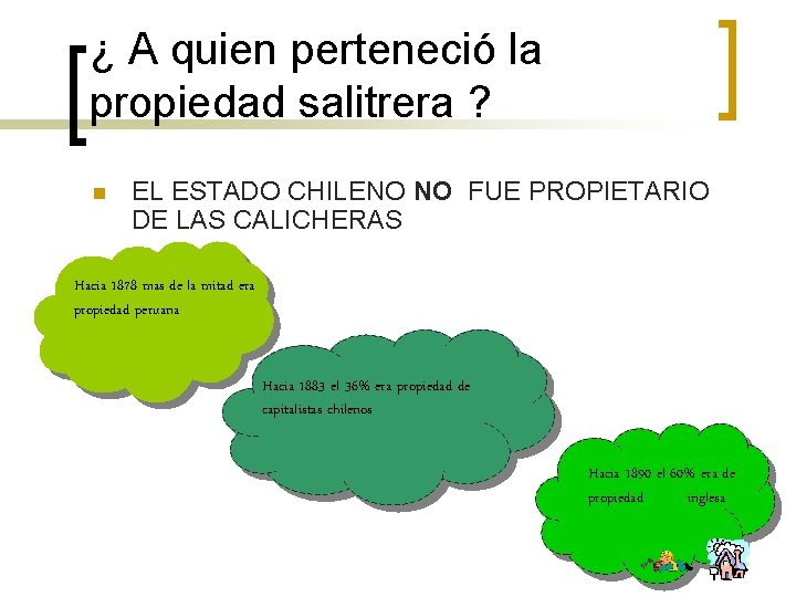 ¿ A quien perteneció la propiedad salitrera ? n EL ESTADO CHILENO NO FUE