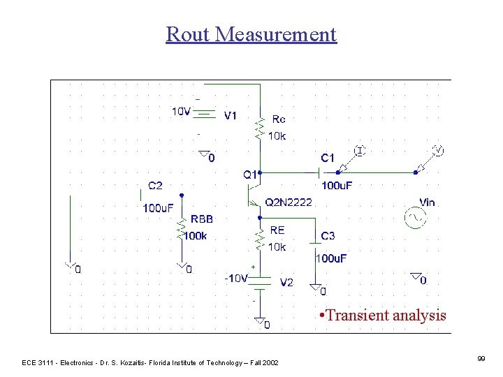 Rout Measurement • Transient analysis ECE 3111 - Electronics - Dr. S. Kozaitis- Florida