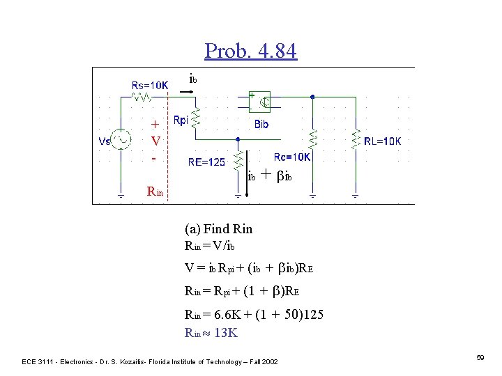 Prob. 4. 84 ib + V ib Rin + bib (a) Find Rin =