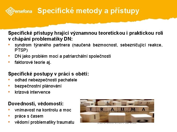 Specifické metody a přístupy Specifické přístupy hrající významnou teoretickou i praktickou roli v chápání