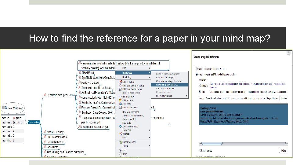 How to find the reference for a paper in your mind map? 