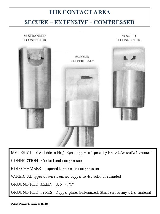 THE CONTACT AREA SECURE – EXTENSIVE - COMPRESSED MATERIAL: Available in High Spec copper