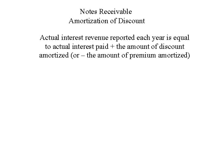 Notes Receivable Amortization of Discount Actual interest revenue reported each year is equal to