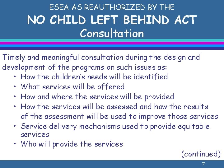 The No Child Left Behind Act of 2001