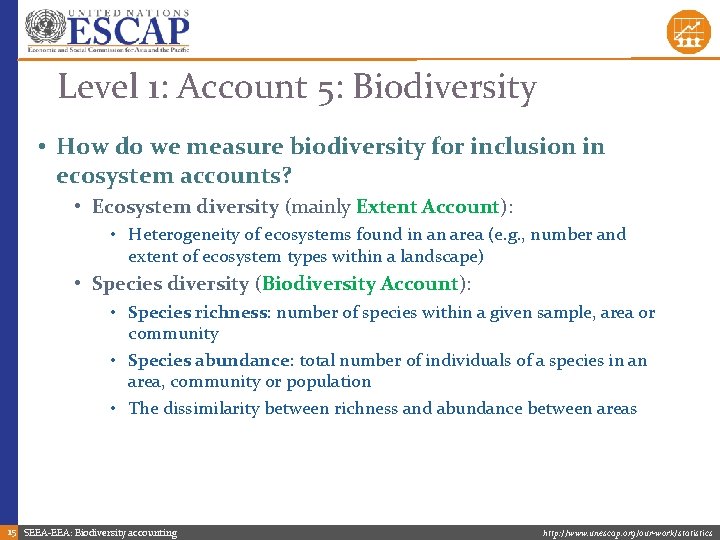 Level 1: Account 5: Biodiversity • How do we measure biodiversity for inclusion in