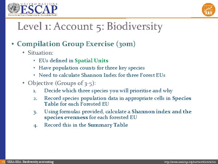 Level 1: Account 5: Biodiversity • Compilation Group Exercise (30 m) • Situation: •