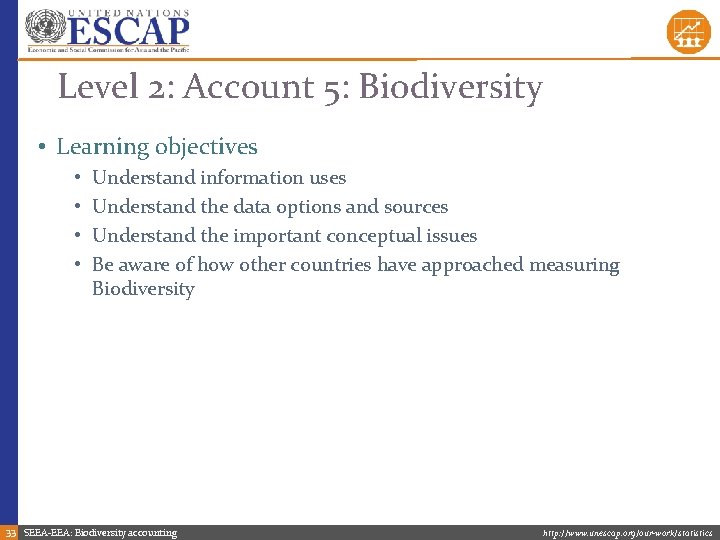 Level 2: Account 5: Biodiversity • Learning objectives • • Understand information uses Understand