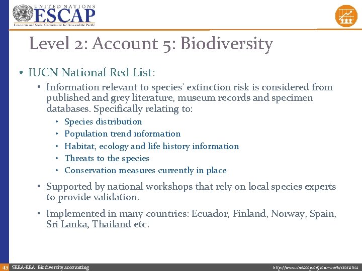 Level 2: Account 5: Biodiversity • IUCN National Red List: • Information relevant to