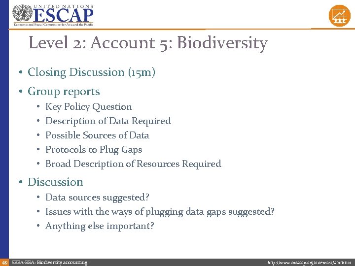 Level 2: Account 5: Biodiversity • Closing Discussion (15 m) • Group reports •