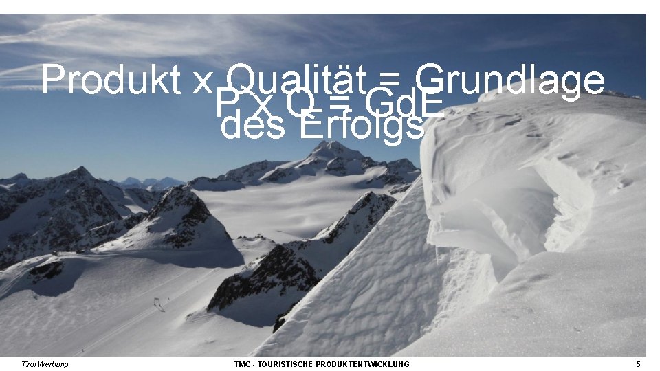 Produkt x Qualität = Grundlage P x Q = Gd. E des Erfolgs Tirol
