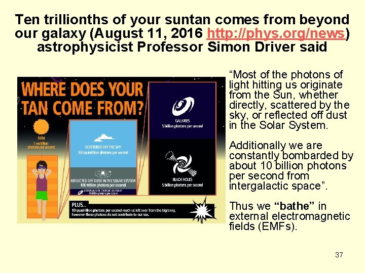 Ten trillionths of your suntan comes from beyond our galaxy (August 11, 2016 http: