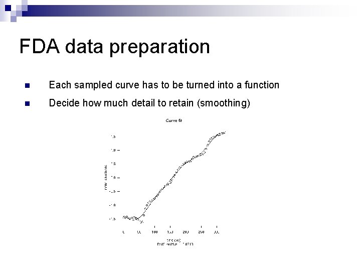 FDA data preparation n Each sampled curve has to be turned into a function
