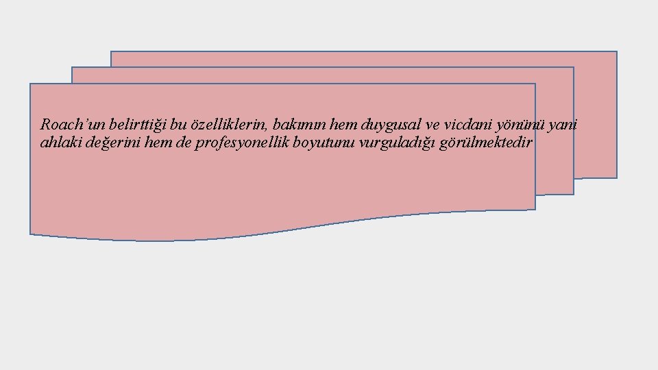 Roach’un belirttiği bu özelliklerin, bakımın hem duygusal ve vicdani yönünü yani ahlaki değerini hem