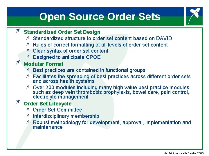 Open Source Order Sets Standardized Order Set Design Standardized structure to order set content