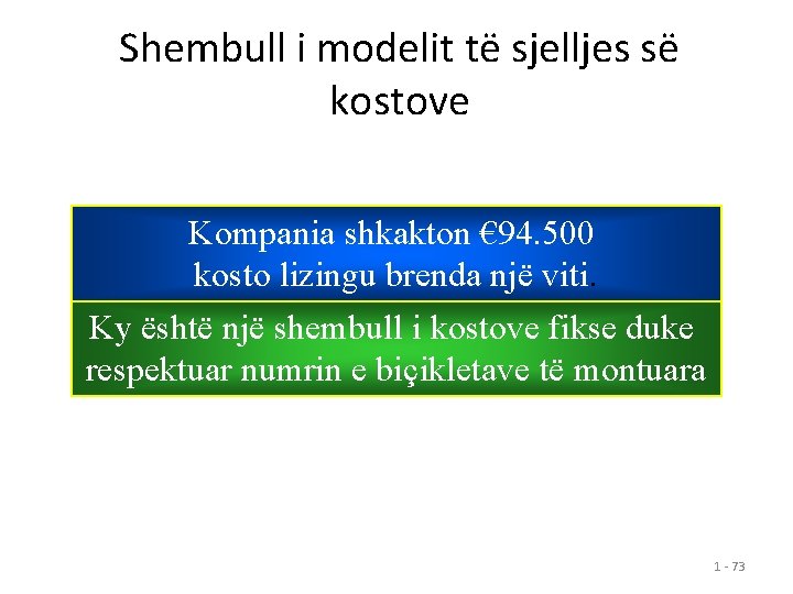 Shembull i modelit të sjelljes së kostove Kompania shkakton € 94. 500 kosto lizingu