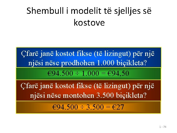 Shembull i modelit të sjelljes së kostove Çfarë janë kostot fikse (të lizingut) për