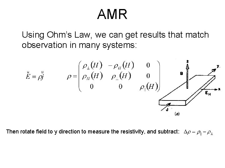 AMR Using Ohm’s Law, we can get results that match observation in many systems: