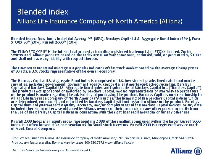 Blended index Allianz Life Insurance Company of North America (Allianz) Blended index: Dow Jones