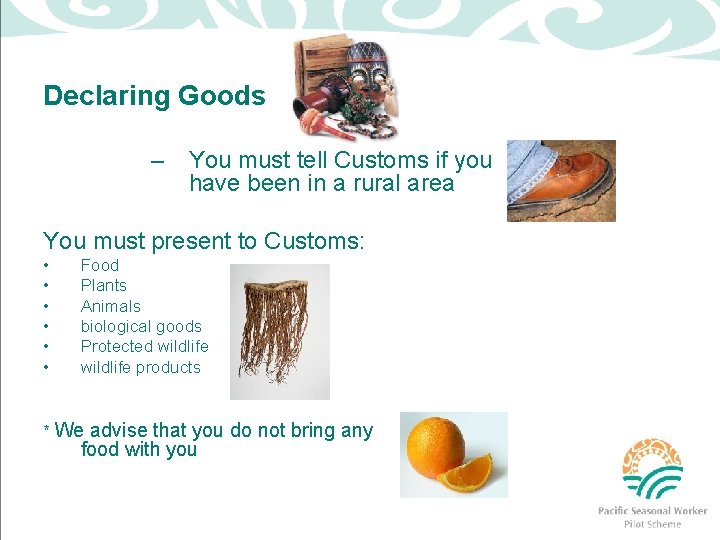 Declaring Goods – You must tell Customs if you have been in a rural
