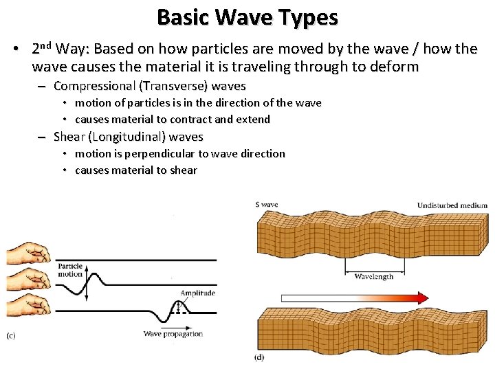 Basic Wave Types • 2 nd Way: Based on how particles are moved by