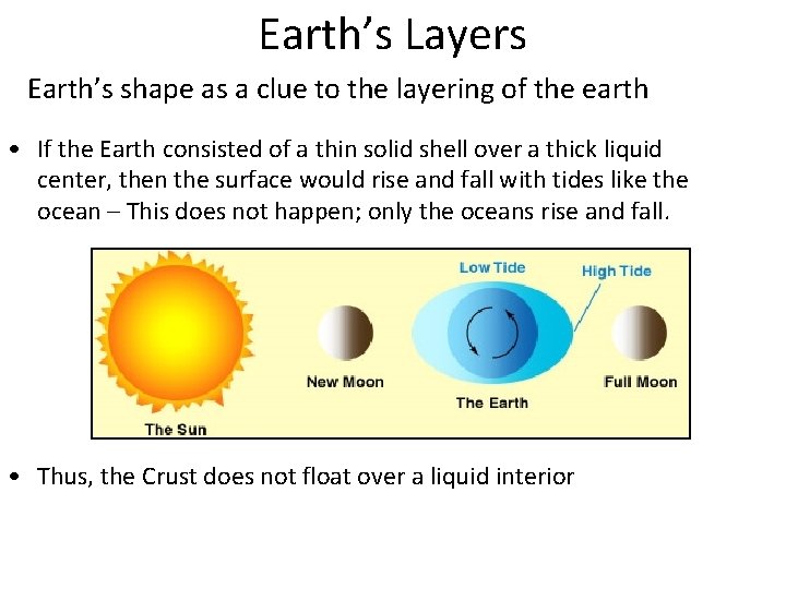 Earth’s Layers Earth’s shape as a clue to the layering of the earth •