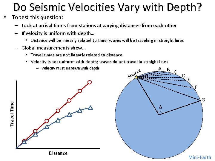 Do Seismic Velocities Vary with Depth? • To test this question: – Look at