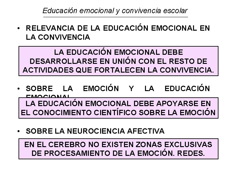 Educación emocional y convivencia escolar • RELEVANCIA DE LA EDUCACIÓN EMOCIONAL EN LA CONVIVENCIA