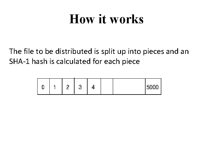 How it works The file to be distributed is split up into pieces and