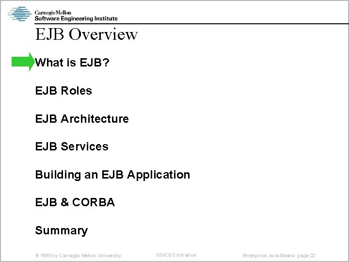 EJB Overview What is EJB? EJB Roles EJB Architecture EJB Services Building an EJB