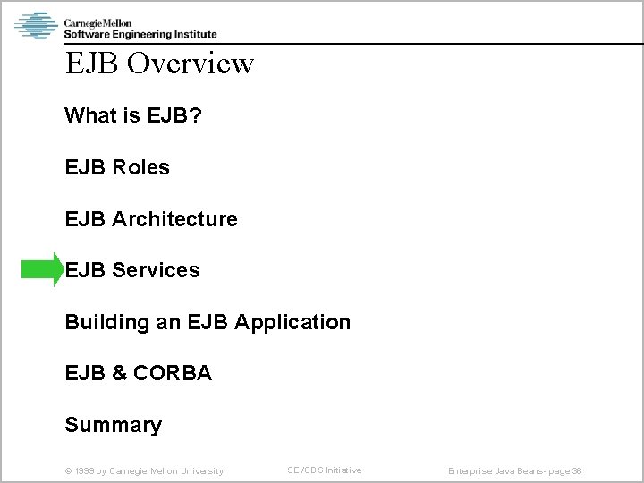 EJB Overview What is EJB? EJB Roles EJB Architecture EJB Services Building an EJB